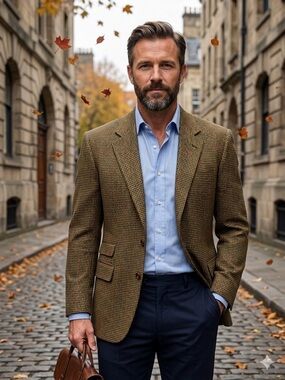 Canali Made in Italy 100% Pure Wool Houndstooth Sport Coat Blazer Brown EU 54